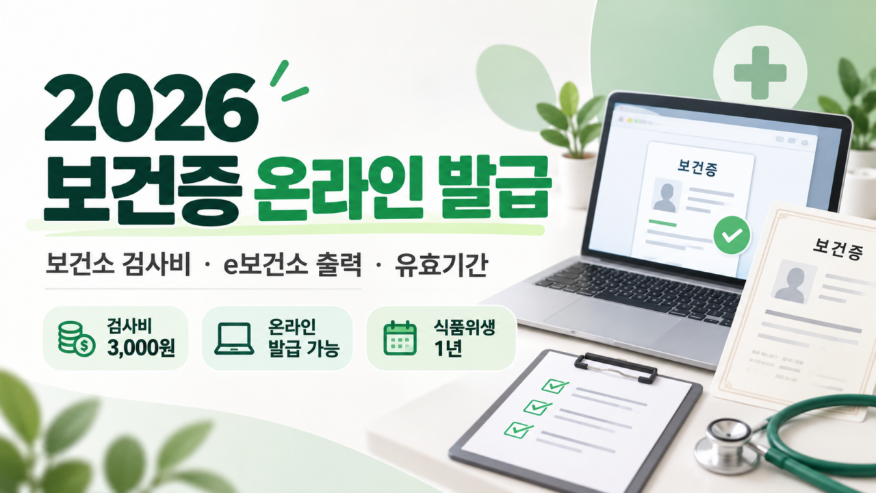 2026 보건증 온라인 발급 방법, 보건소 검사비 3,000원, e보건소 출력과 유효기간