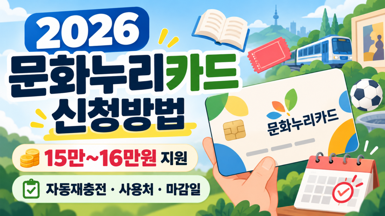 2026 문화누리카드 신청방법, 연 15만~16만원 지원, 자동재충전, 사용처와 발급 마감