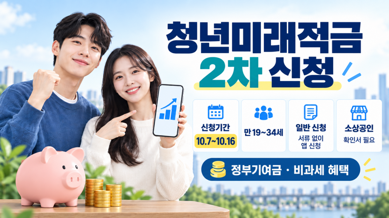 청년미래적금 2차 신청기간과 가입조건, 서류 준비 내용을 안내하는 대표이미지